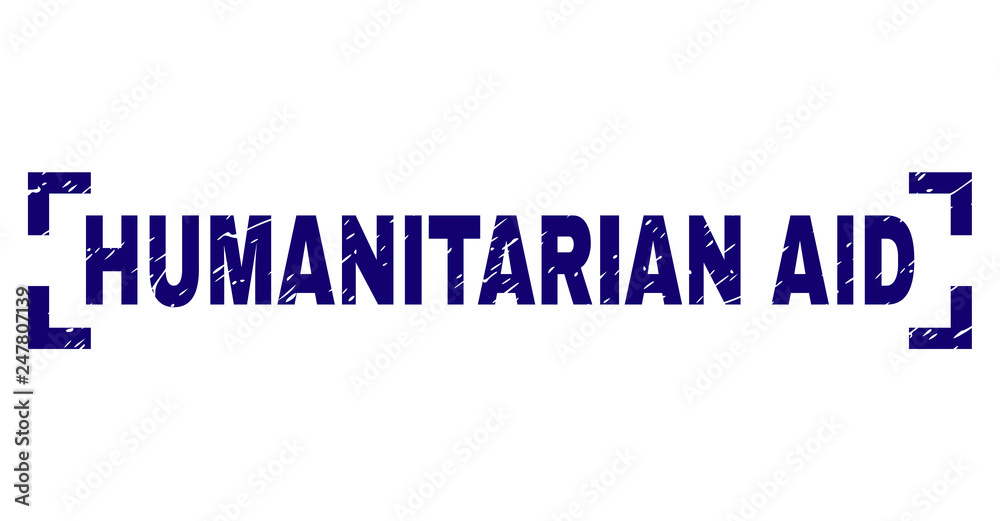 HUMANITARIAN AID title seal print with corroded style. Text title is placed inside corners. Blue vector rubber print of HUMANITARIAN AID with dust texture. HUMANITARIAN AID title seal print with corroded style. Text title is placed inside corners. Blue vector rubber print of HUMANITARIAN AID with dust texture.