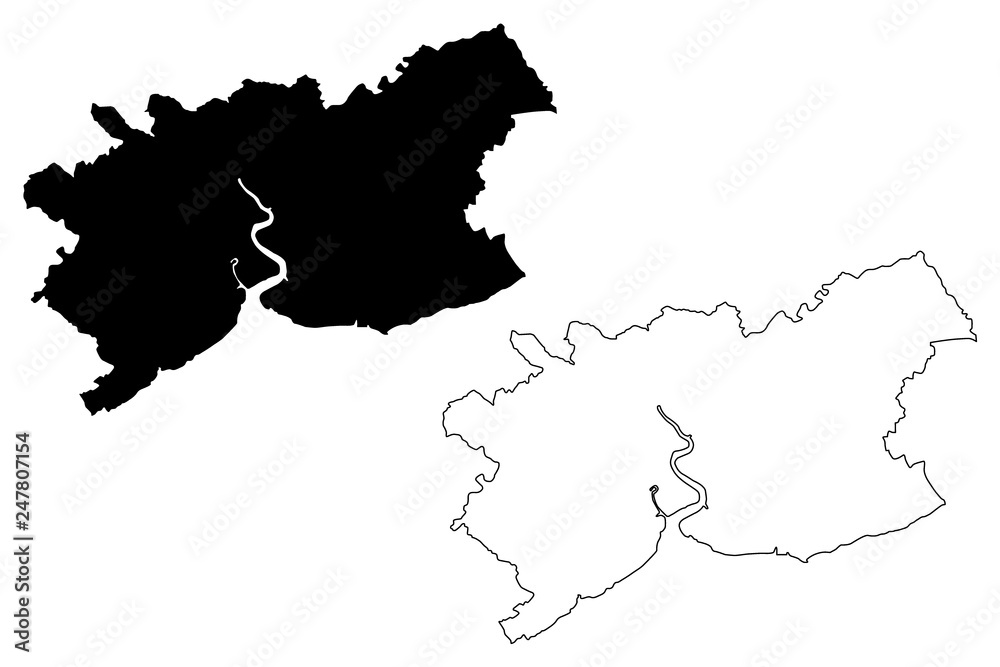 Newport (United Kingdom, Wales, Cymru, Principal areas of Wales) map vector illustration, scribble sketch City a County Newport map