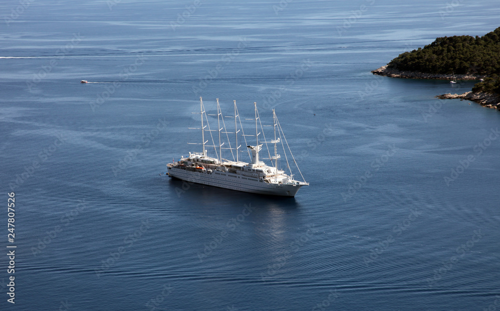 Cruiser arriving in Dubrovnik, Croatia