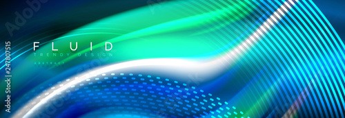 Fluid colors mixing glowing neon wave background, holographic texture