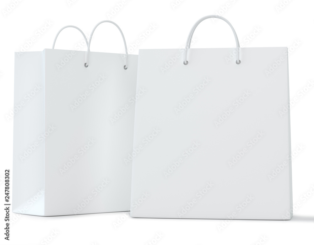 Empty Shopping Bag for advertising and branding. Isolated on white background. 3d rendering. Empty Shopping Bag for advertising and branding. Isolated on white background. 3d rendering.