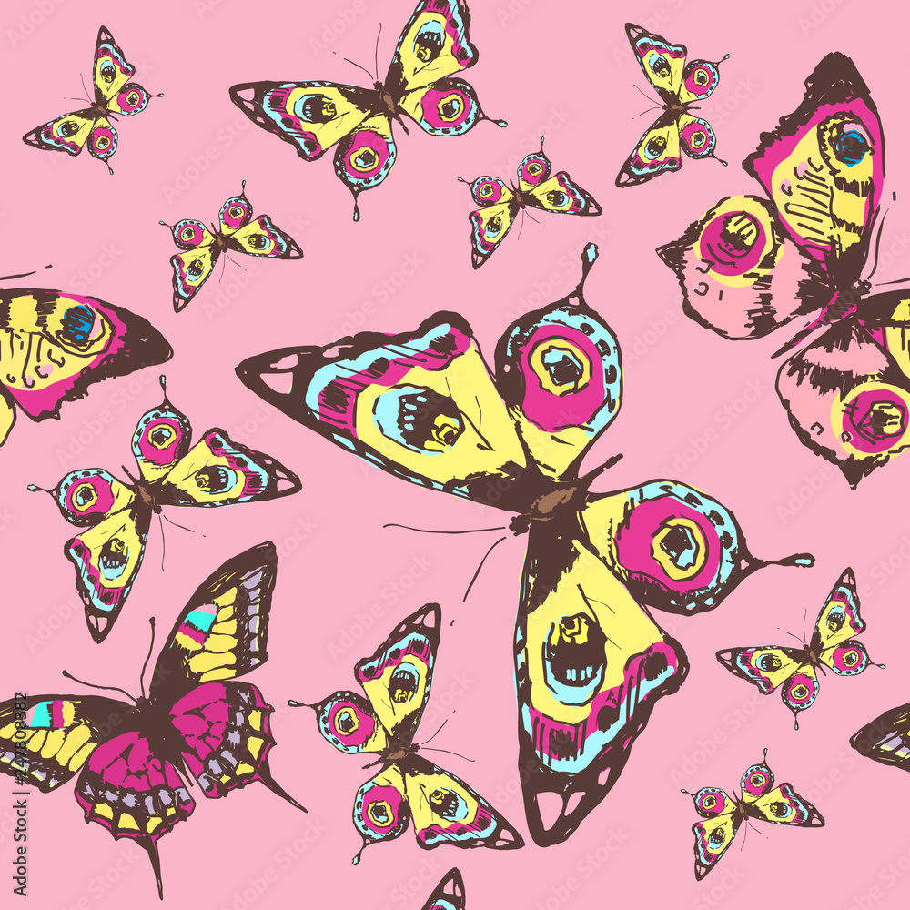 Naklejka premium beautiful pink butterflies, isolated on a white