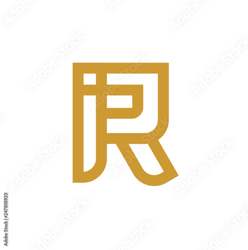 letter R with style tribal monoline. vector logo icon concept illustration