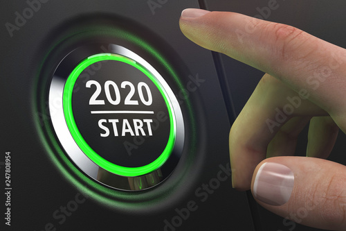 Button 2020 Start - LED grün - Hand