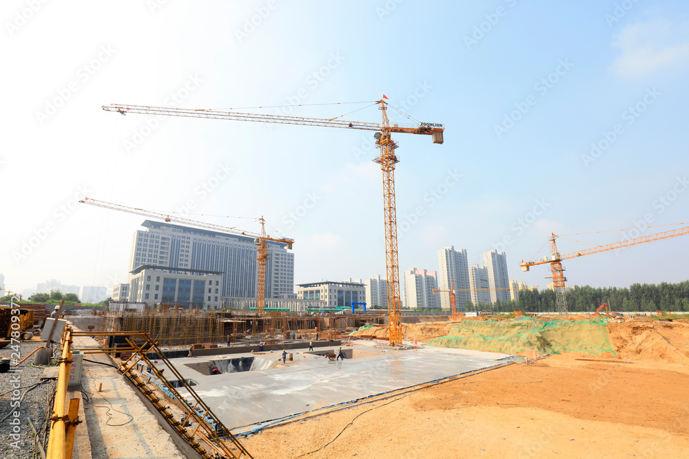 busy construction site in a city