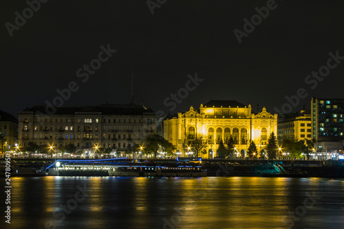 Historic house in Budapest at night. Hungary