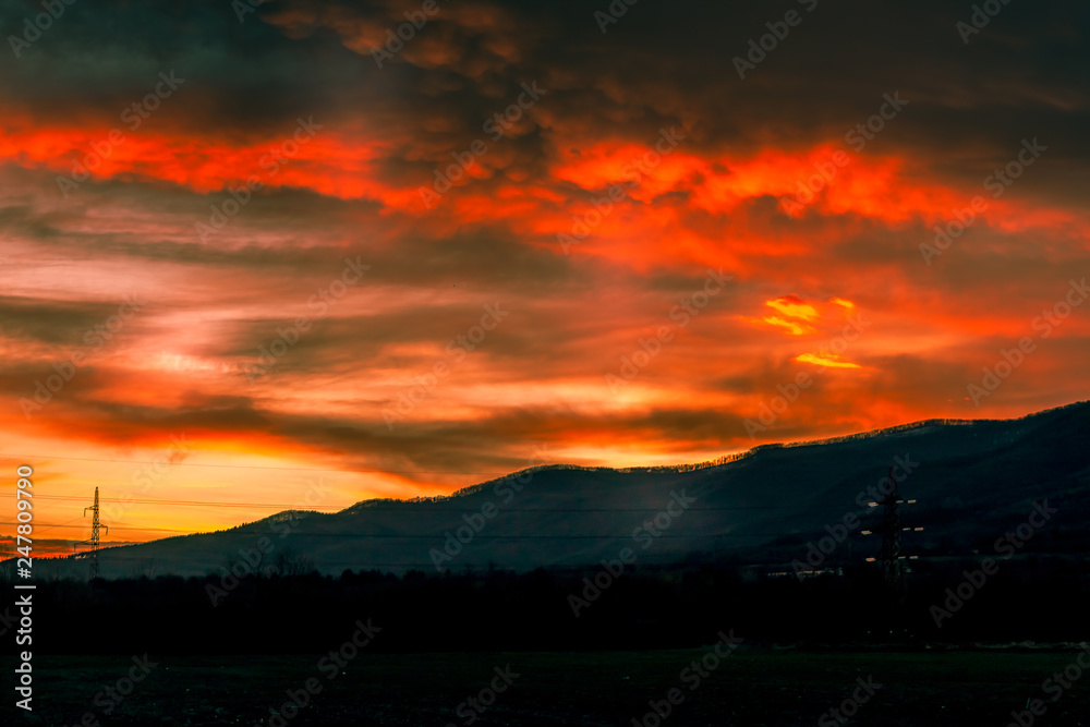 Fototapeta premium red sky clouds