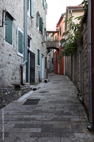 Street in old town of Herceg Novi  Montenegro