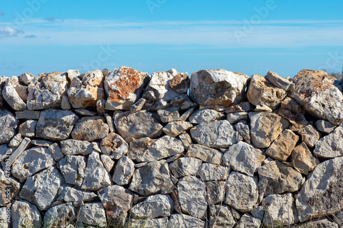 Close Up of a Traditional Drywall (Stone Wall Made without Mortar) in Apulia