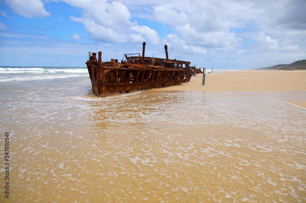 Maheno shipwreck on 75 mile beach Fraser Island, Fraser Coast, Queensland, Australia