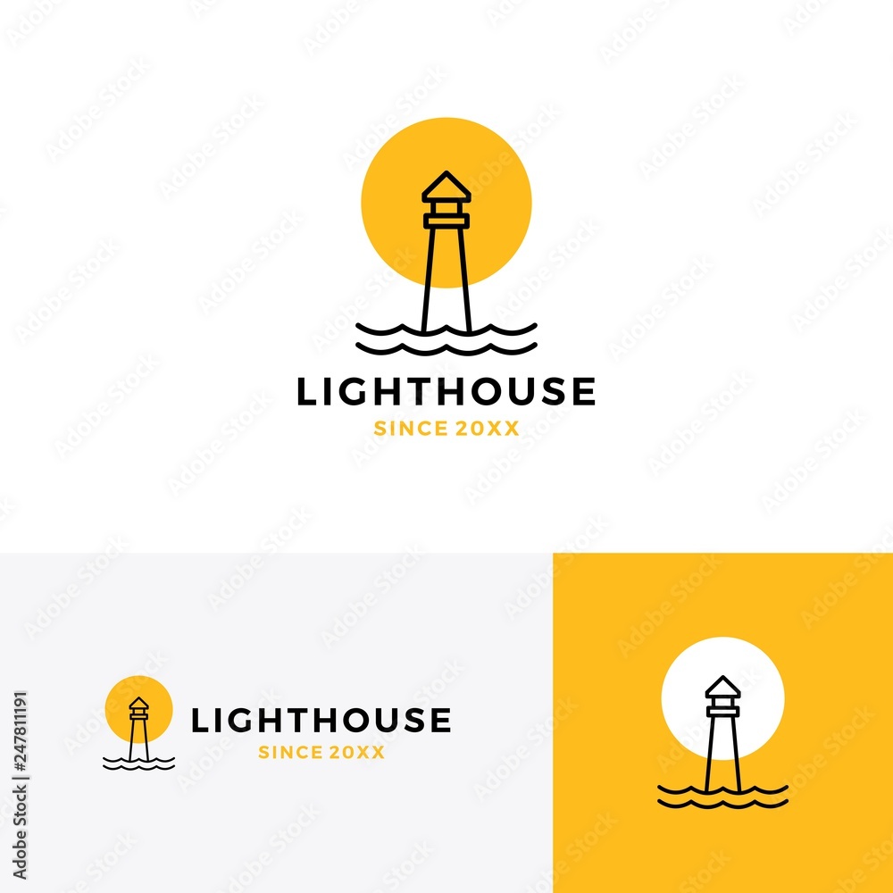 lighthouse logo vector icon line outline monoline