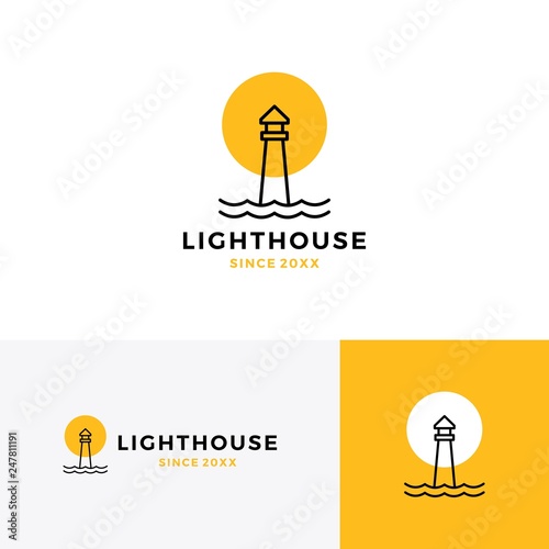 lighthouse logo vector icon line outline monoline