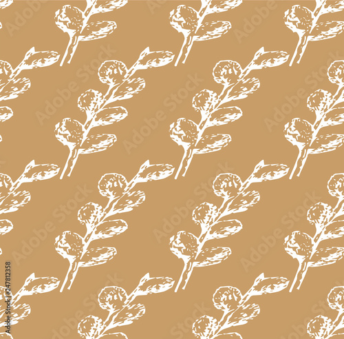 willow seals pattern white on milky background vector illustration