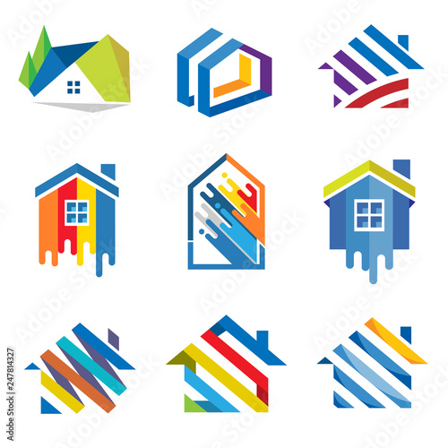 colorful house concept for home decoration building house construction and staining.