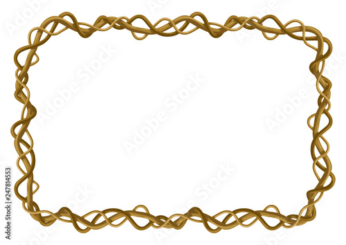 Twisted wild lianas branches frame.