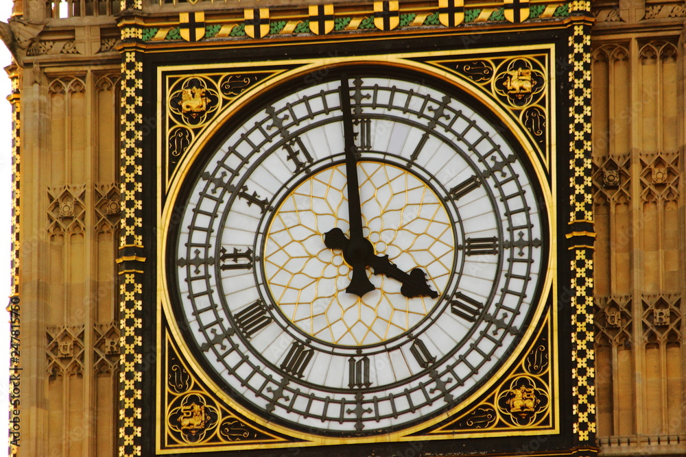 View of the Iconic Clock Face of Big Ben -London
