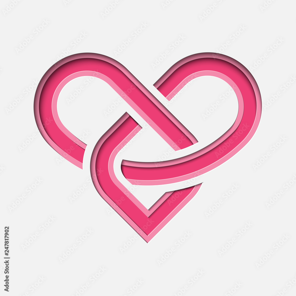 Fototapeta premium Lovinity - Eternal Love Symbol with deep paper cut style