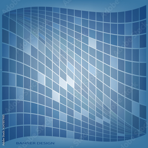 Abstract geometric composition with a wavy mosaic on a bright color background. Vector illustration for your design.