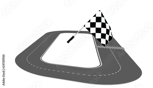 Racing track with flag. vector illustration
