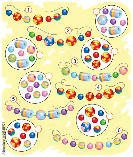 Match the beads and necklace puzzle for girl
