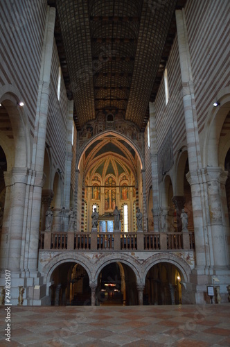 Beautiful Main Area In The Interior Of The San Zenon Church In Verona. Travel, holidays, architecture. March 30, 2015. Verona, Veneto region, Italy.