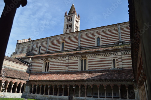 Nice Cloister In The Interior Of The San Zenon Church In Verona. Travel, holidays, architecture. March 30, 2015. Verona, Veneto region, Italy. photo