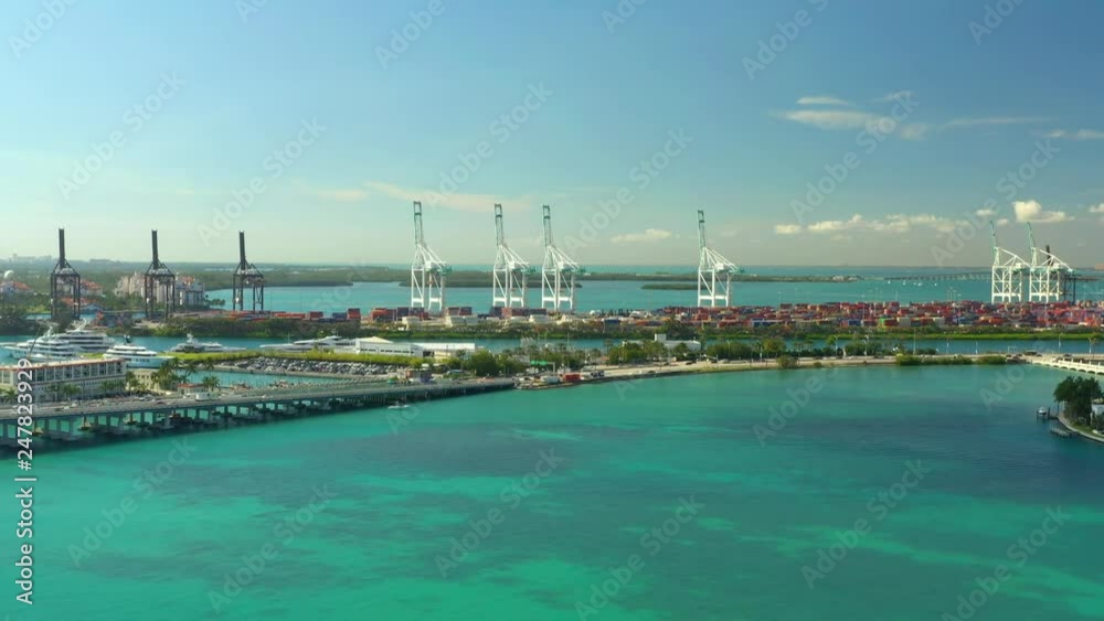Drone aerial view Port Miami FL USA Drone aerial view Port Miami FL USA