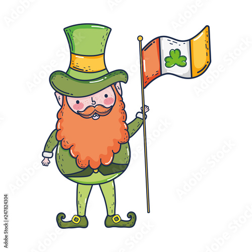 st patricks day leprechaun with ireland flag