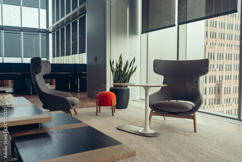 modern living room with table and chairs