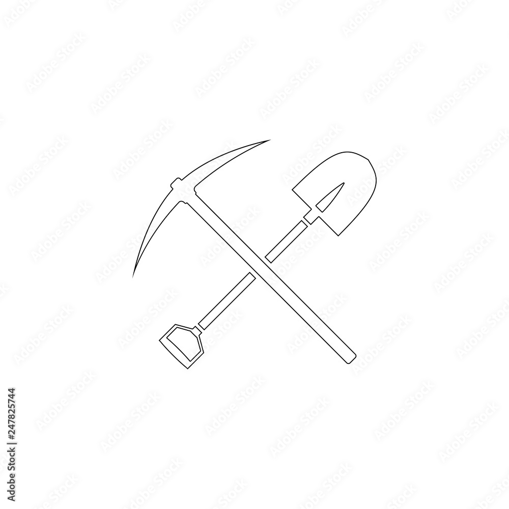 pick and shovel crossed. flat vector icon pick and shovel crossed. flat vector icon