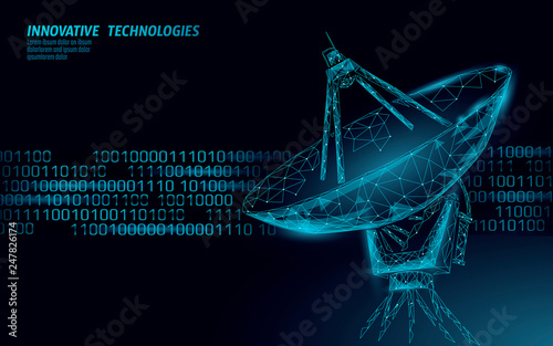Internet security antivirus system. Low poly polygonal radar personal data security. Hacker attack detection vector illutration