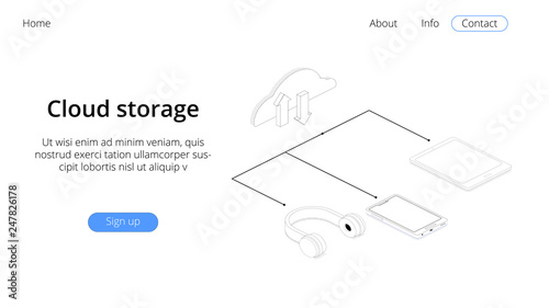 Landing page template. Programming course modern flat design isometric concept. Landing page template for online course. Conceptual isometric vector illustration for web and graphic design.