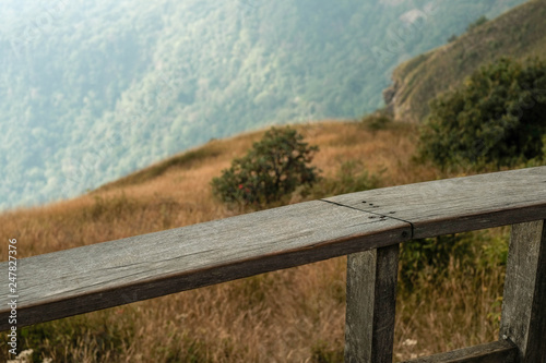 Kew Mae Pan Nature Trail Trekking trail balcony wood fence North Thailand Chiang mai