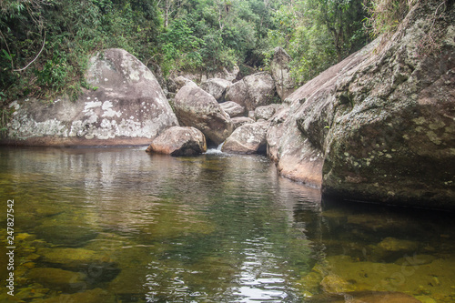 Waterfall and River in a Serra dos Orgaos Park. Petropolis - Rio de Janeiro - Brazil