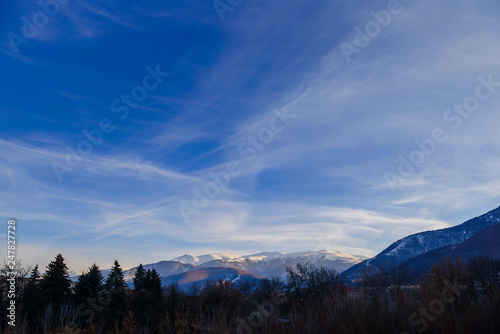 Mountain landscape with beautiful cloudy blue sky  Pambak range  Armenia