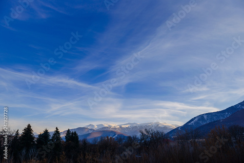 Mountain landscape with beautiful cloudy blue sky, Pambak range, Armenia