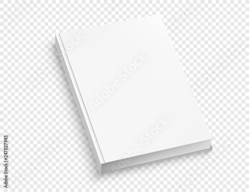White hardcover book vector mock up isolated on white background.