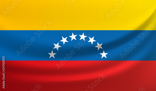 Venezuela waving flag vector illustration. Republica Bolivariana de Venezuela national flag. South America photo