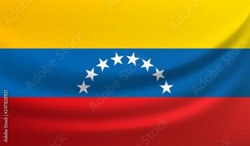 Venezuela waving flag vector illustration. Republica Bolivariana de Venezuela national flag. South America