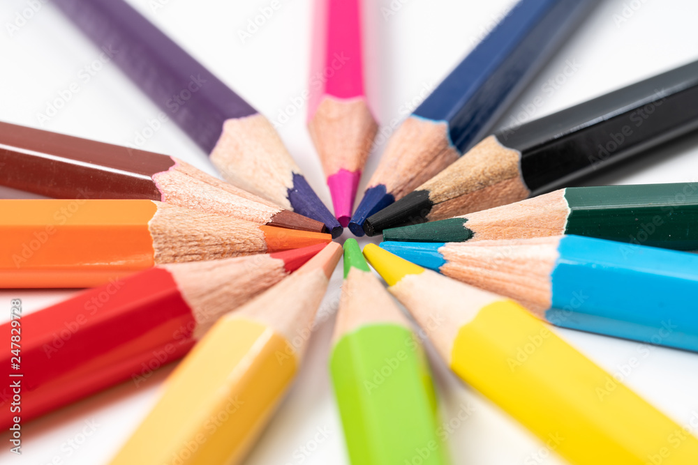 Colorful wooden pencils isolated on white background Colorful wooden pencils isolated on white background
