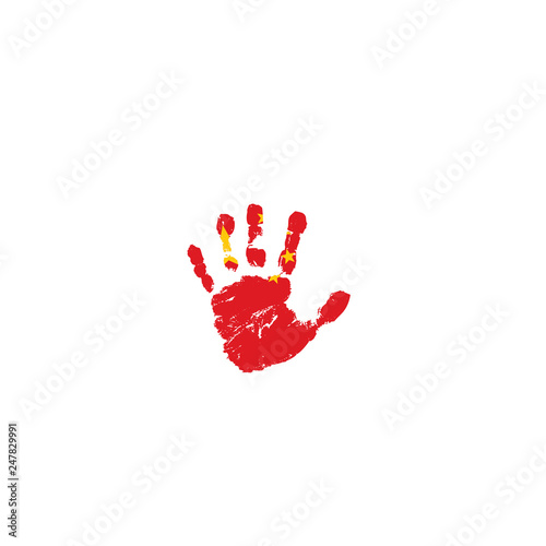 China flag and hand on white background. Vector illustration