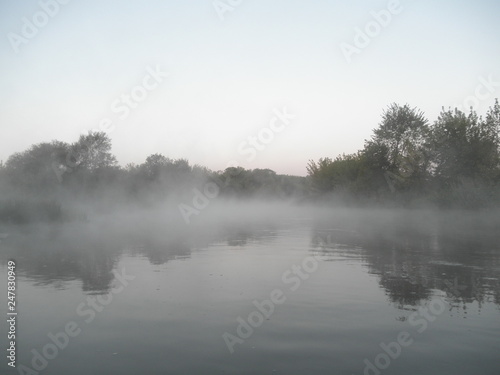 Sunrise on the river Seversky Donets, Ukraine