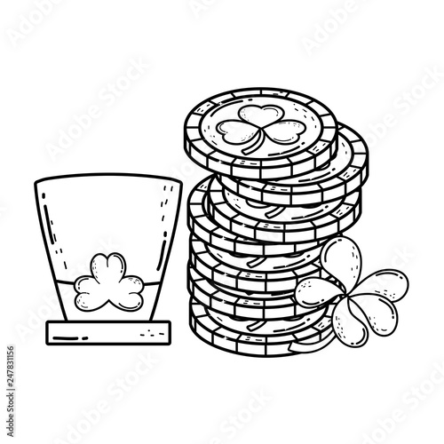 cute leprechaun hat with clovers coins