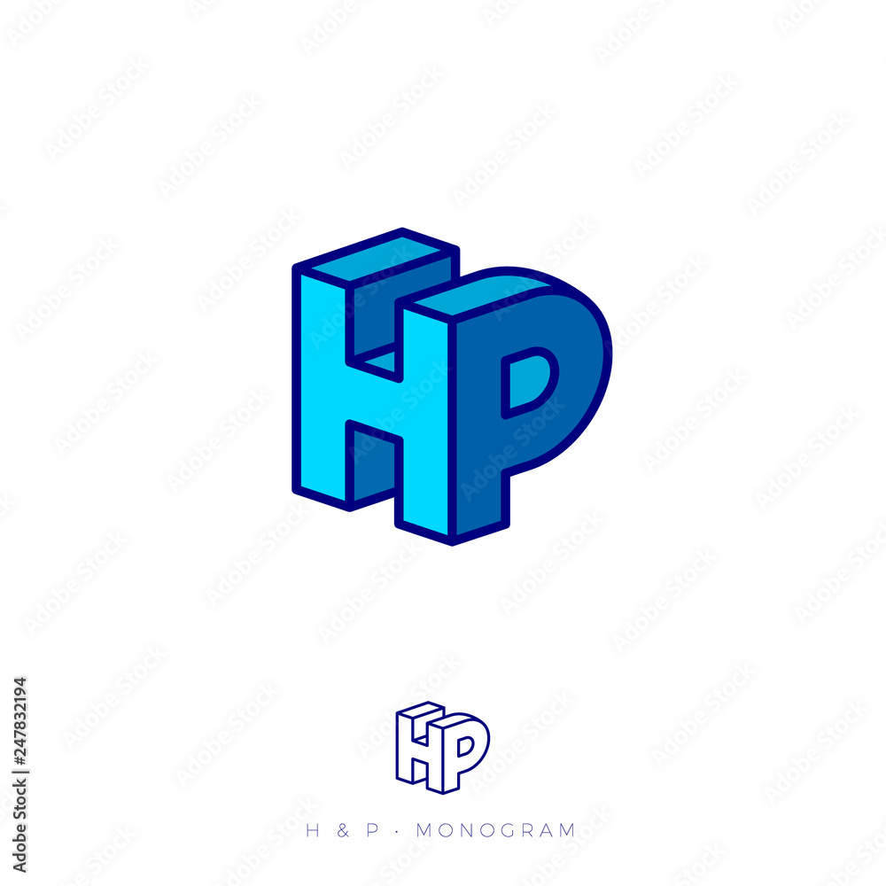HP logo. H and P letters in block. Multi Colored emblem like 3D. Flat network, web icon. HP logo. H and P letters in block. Multi Colored emblem like 3D. Flat network, web icon.