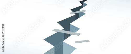 Black lightning shaped long deep crack on the ground clipart banner template, relationship broken as sign symbol app ui ux web. Morden flat design style vector eps 10 isolated on white background