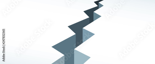 Black lightning shaped long deep crack on the ground clipart banner template, relationship broken as sign symbol app ui ux web. Morden flat design style vector eps 10 isolated on white background