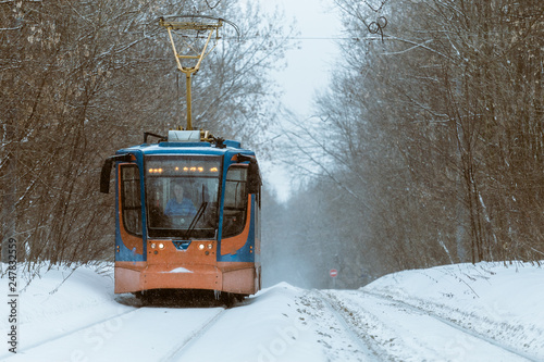 Tram in winter park