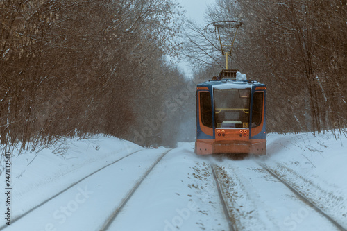 Tram in winter park