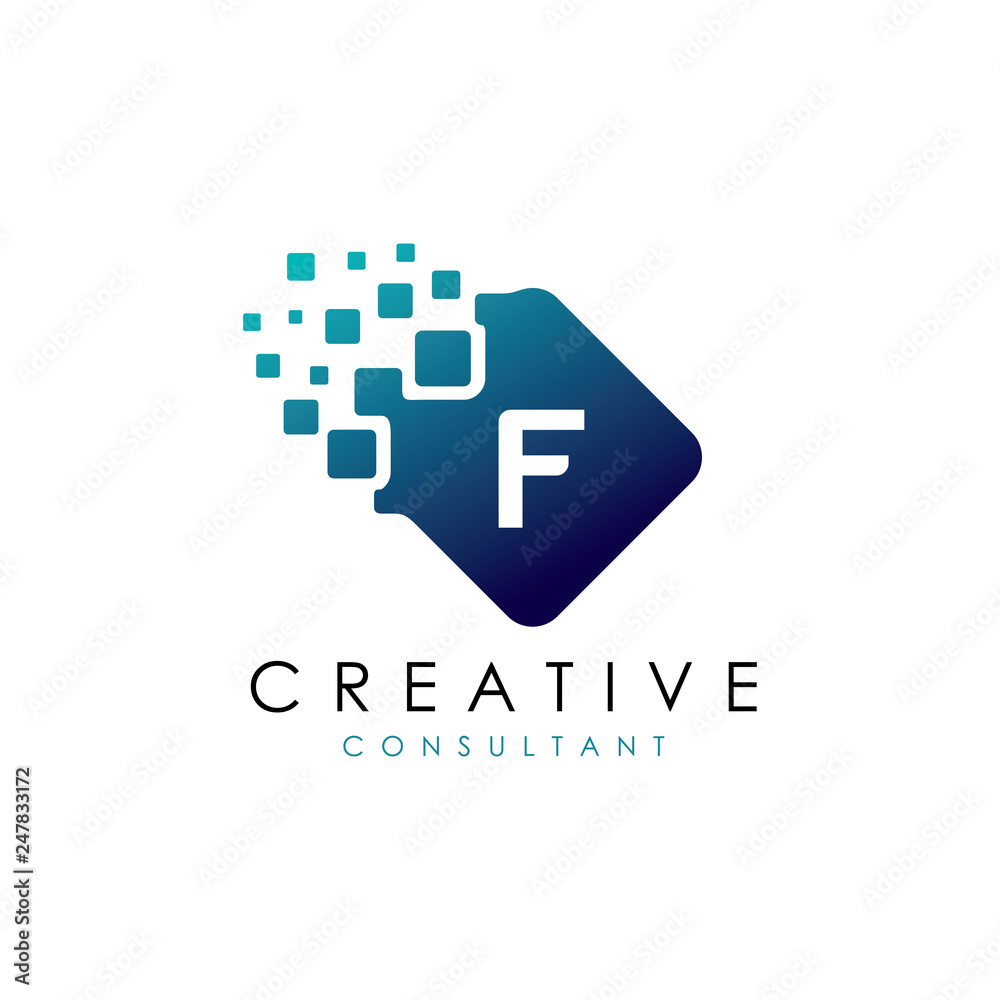 Data Digital F Letter Logo