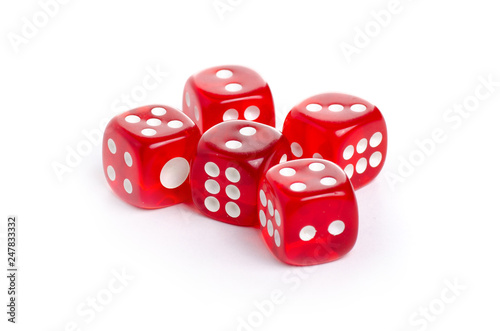 Dices red game on white background isolation